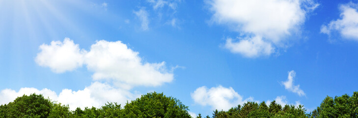 Wall Mural - Blue sky background with white clouds. Nature summer background.