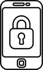 Sticker - Lock secured phone icon outline vector. Id process multifactor. Credential passcode