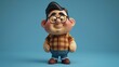 This is a 3D illustration of a man with glasses, a plaid shirt, and jeans. He is smiling and has a friendly expression on his face.