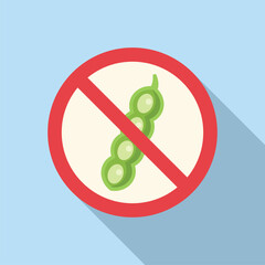 Sticker - Intolerance of beans icon flat vector. Free non gmo. Allergen human health