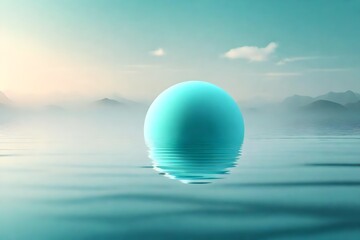 Poster - 3d render of a surreal circle on a water surface with calming colors - great for a background