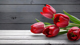 Fototapeta Tulipany - Czerwone kwiaty, wiosenne tulipany