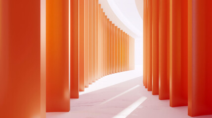 Canvas Print - corridor with orange columns and wall