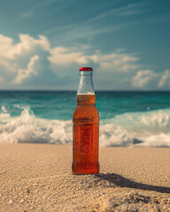 Sticker - bottle of beer on the beach