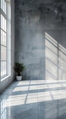 Canvas Print - empty room with windows. simple wall and floor, living room without any furniture ,flat background style. 