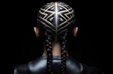 Fototapeta Mapy - Stylish Red Braids and Tribal Face Paint on Woman