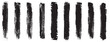 © Rahad Graphics - Straight Black Brush Strokes Set. Grunge Paint stripe . Vector brush Stroke . Distressed banner . Black isolated paintbrush collection . Modern Textured shape . Dry border in Black