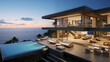 Cliff-hugging oceanfront villa with floor-to-ceiling glass walls and seamless indoor/outdoor living areas.