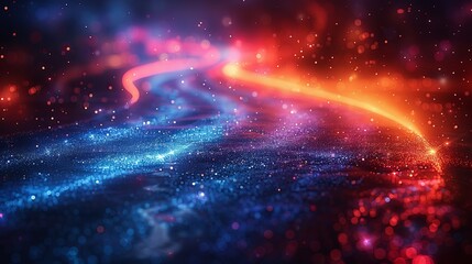 Wall Mural - abstract motion background features blue and red lights.