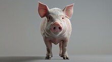 A Cute And Realistic Render Of A Pig. The Pig Is Standing On A White Background And Looking At The Camera.