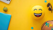 World emoji day with a funny emojis. World emoji day 3d banner background. Emoji Celebration 3D Banner Background. World smile day emojis. Mental health assessment, world mental health day concept. 