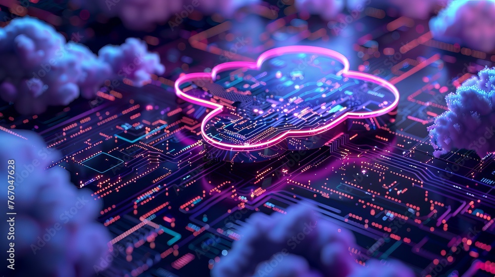 Illustration depicting the concept of cloud computing technology ...