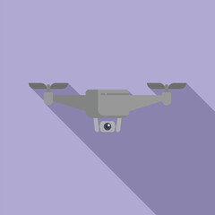 Poster - Smart video drone icon flat vector. Control air device. Aerial videography