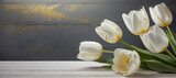 Fototapeta Tulipany - Tulipany białe kwiaty. 
