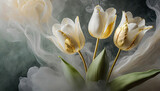 Fototapeta Tulipany - Abstrakcyjne kwiaty. Białe tulipany