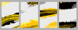 Fototapeta Do akwarium - Four grungy background frames with abstract tire tracks and chess flags