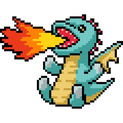 Poster - pixel art of baby fire dragon