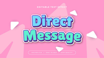 Wall Mural - Blue green and pink direct message 3d editable text effect - font style