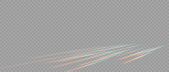 Rainbow Prism Light Effect. Crystal Flare Leak Shadow Overlay on transparent Backdrop. Optical rainbow lights, glare, leak, streak overlay. Vector colorful vector lenses and light flares.