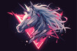 Dark Power: Red Gradient Vector Logo of Horse on Black Background