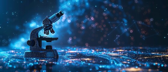 Leinwandbilder - A mash up of a line and a point microscope on a starry background with an inscription. An abstract science and education illustration of a starry sky.