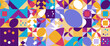 © Badr Warrior - Colorful geometric mosaic seamless pattern illustration with creative abstract shapes. For banner, background, cover, poster, wallpaper, presentation background, certificate