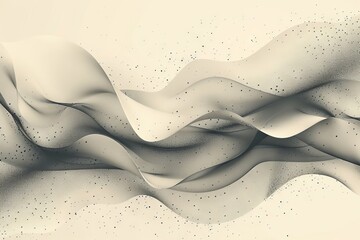 Wall Mural - Black and white background with abstract halftone texture. Waves of dots.