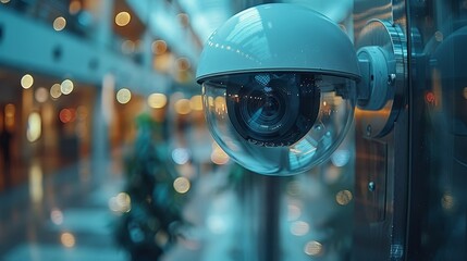 Leinwandbilder - The CCTV camera outside the office building can record videos day and night. This will protect you from digital thieves.