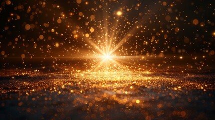 Aufkleber - The abstract design features a golden front sun lens flare with a transparent special light effect. The blurred motion glow glare is isolated on a transparent background. A star explosion with rays