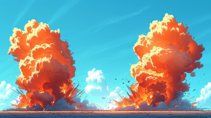 Leinwandbilder - 2D VFX modern illustration for comics, games and print design. Cartoon strikes, fights, attacks, moves, dust explosions.