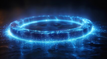 Leinwandbilder - A light blue Twirl with a curve light effect. A luminary blue circle. A light blue pedestal, podium, platform, and table. Modern PNG file. Modern illustration.