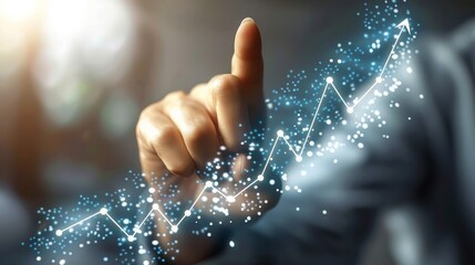 Aufkleber - Graph of a businessman pointing an arrow showing the growth of an organization. Starting up and growing a business.