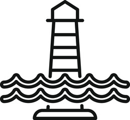 Sticker - Sea level rise change icon outline vector. Climate disasters. Global warming effect