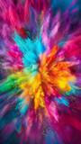 Fototapeta Kwiaty - Festive background Holi festival of colors. Dynamic explosion colored powder