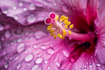 Poster - Close-Up of Flower with Raindrops, Macro Photography