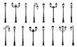 street old lamps silhouettes on the white background volume 2