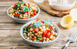Healthy homemade chickpea and veggies salad
