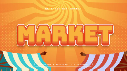 Orange blue and red market 3d editable text effect - font style