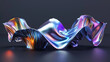 Abstract iridescent shape, dark background design, 3d render. Abstract background