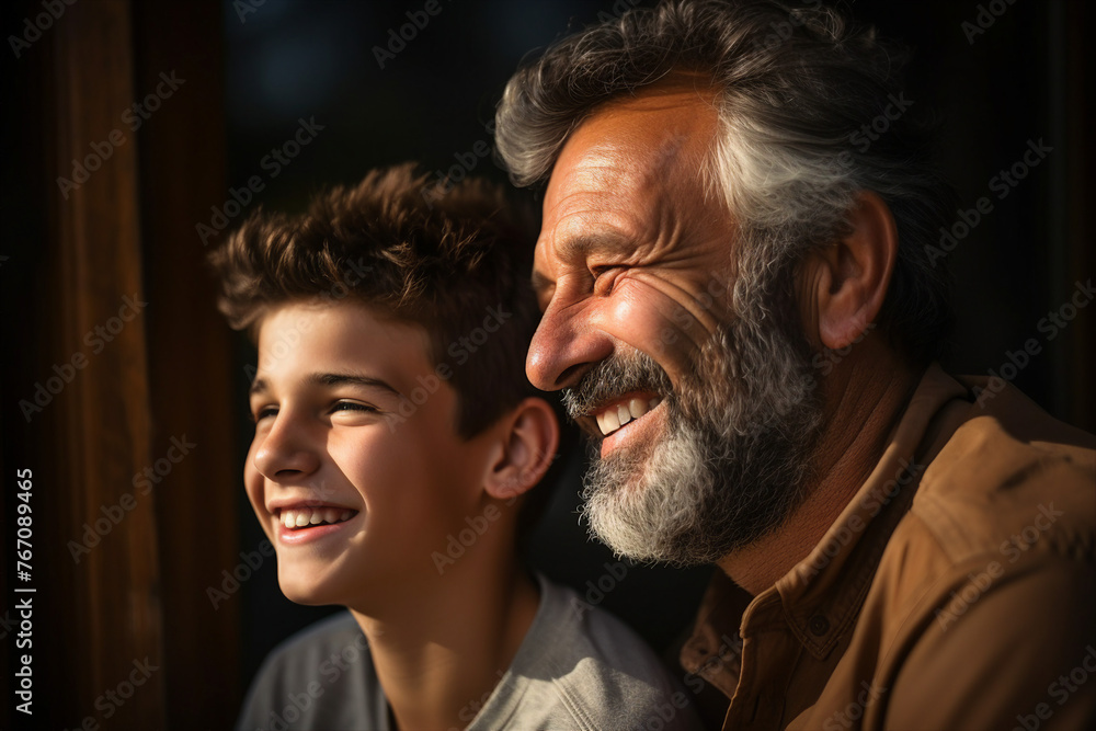 Lovable little child with his her mom dad happy family mother father ...