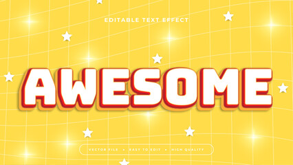 Wall Mural - Red yellow and white awesome 3d editable text effect - font style