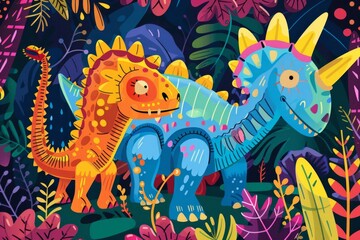 Wall Mural - kids illustration of dinosaur