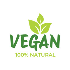 Sticker - Concept green vegan diet logo with leaf icon. Vector illustration isolated on white background