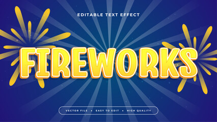 Wall Mural - Blue and yellow firework 3d editable text effect - font style