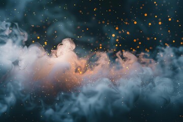 Wall Mural - Mysterious smoke and dust effects with light particles, abstract photo overlays