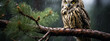 great horned owl perched on branch