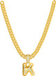 Eine goldene Halskette mit einem K als Monogramm Buchstaben aus Gold mit Diamanten