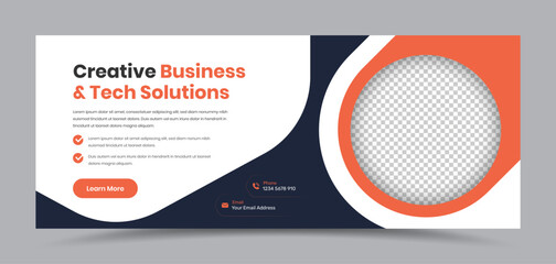 Minimalist modern web cover banner with abstract shapes for business ads