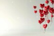 Valentine's Day heart balloons floating in blank space, love holiday backdrop