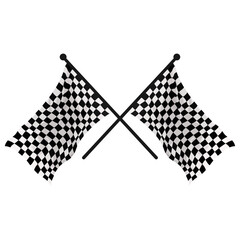 Fototapete - Two crossed racing flags. Vector developing racing flags for Formula 1, competitions. Checkered racing double flag.